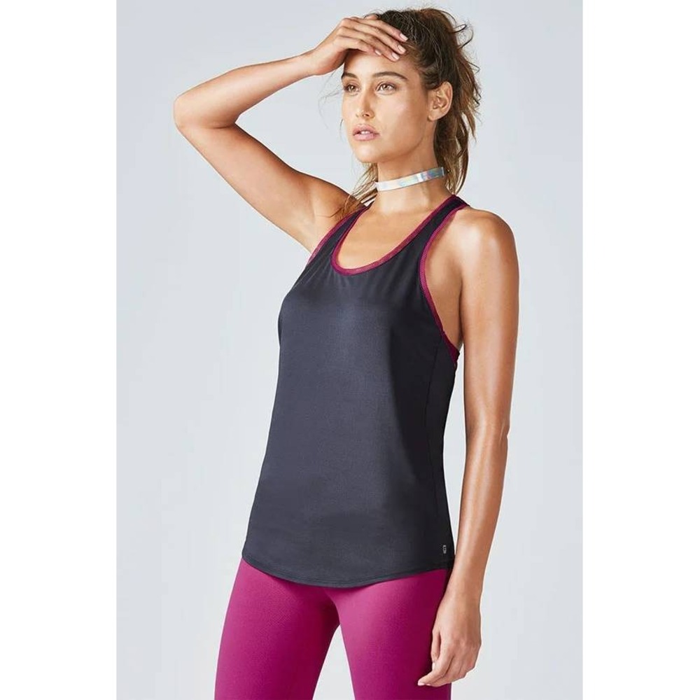 Fabletics Athletic Tank Top Racerback Mesh Trim Gray Pink Womens Size‎ Small